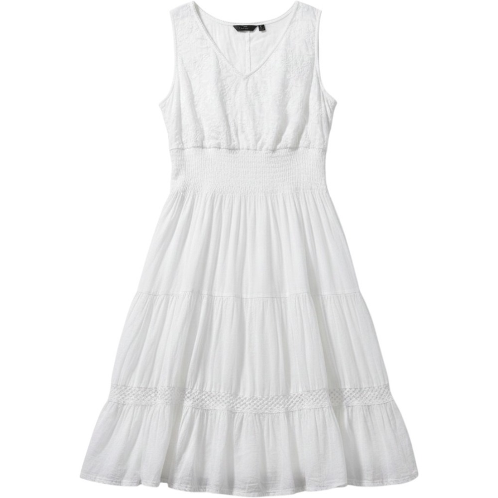 Mille Gabrielle Dress Women 2X White Cotton Gauze Embroidered Smocked Tiered